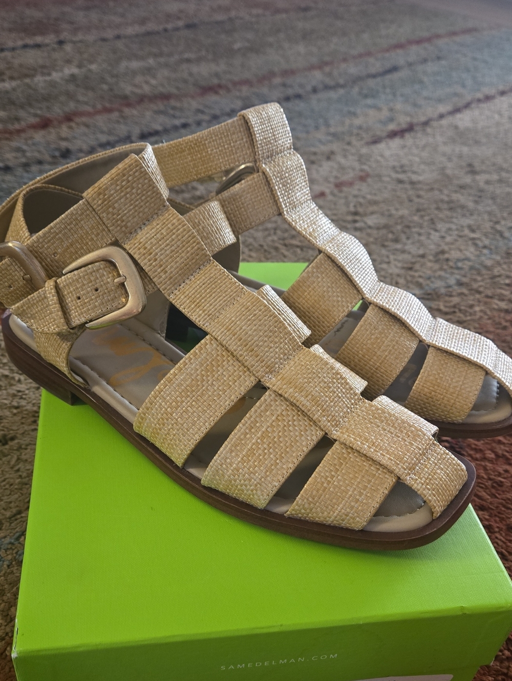 Sam Edelman Neutral Woven Gladiator Sandals - Beige
